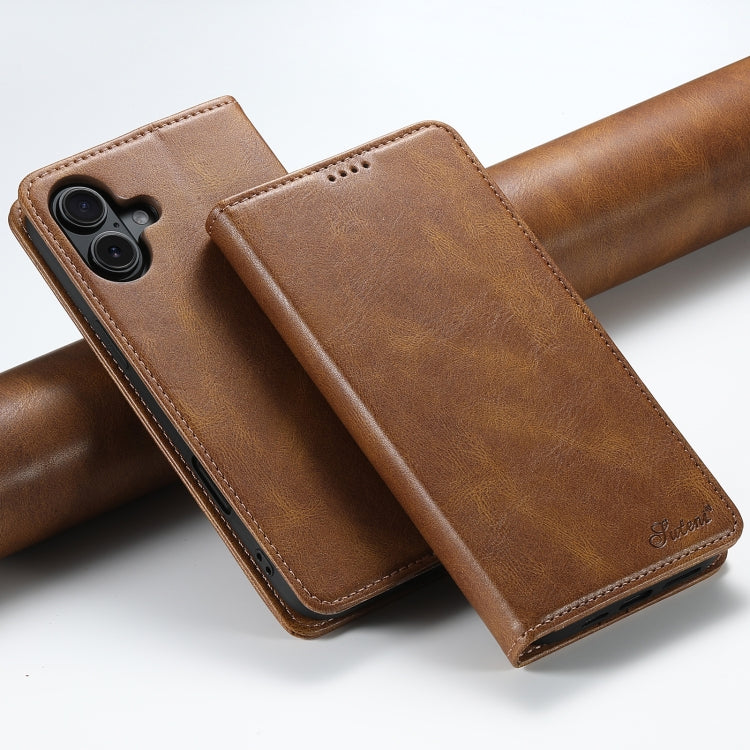 Suteni J02 Oil Wax Wallet Leather Phone Case, For iPhone 16 Pro Max, For iPhone 16 Pro�����������...