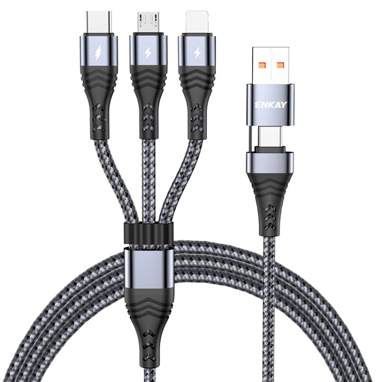 ENKAY 6-in-1 5A USB / Type-C to Type-C / 8 Pin / Micro USB Multifunction Fast Charging Cable, 1m, 2m
