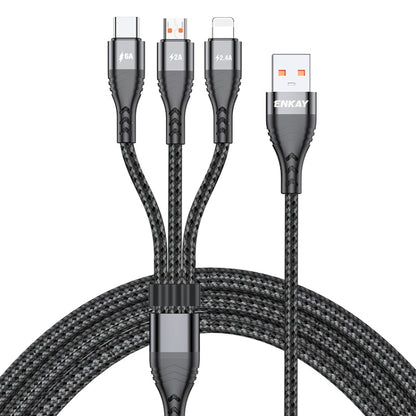 ENKAY 3-in-1 6A USB to Type-C / 8 Pin / Micro USB Multifunction Fast Charging Cable, 1m, 2m