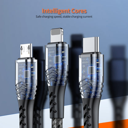ENKAY 3-in-1 6A USB to Type-C / 8 Pin / Micro USB Multifunction Fast Charging Cable, 1m, 2m