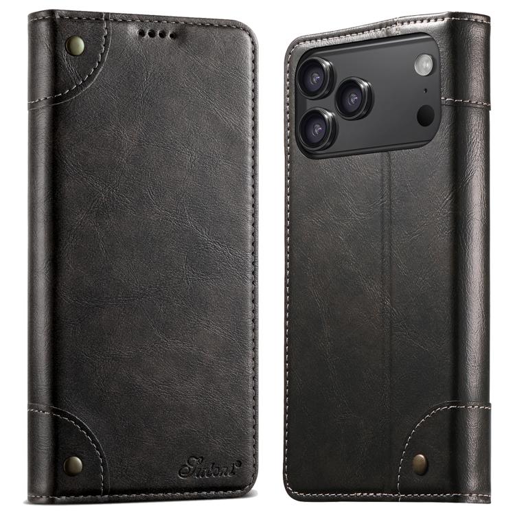Suteni Baroque Calf Texture Buckle Wallet Leather Phone Case