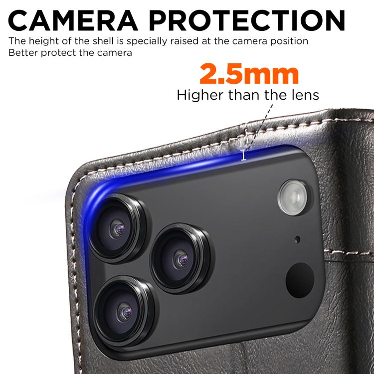 Suteni Baroque Calf Texture Buckle Wallet Leather Phone Case