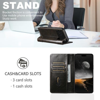 Suteni Baroque Calf Texture Buckle Wallet Leather Phone Case