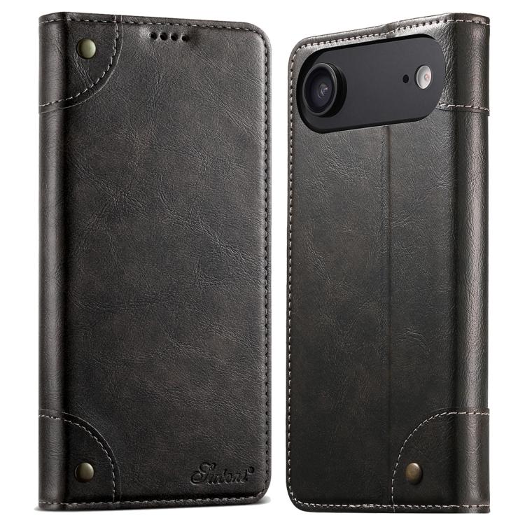 Suteni Baroque Calf Texture Buckle Wallet Leather Phone Case