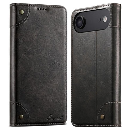 Suteni Baroque Calf Texture Buckle Wallet Leather Phone Case