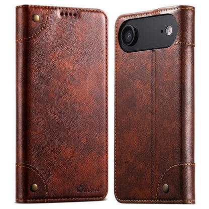 Suteni Baroque Calf Texture Buckle Wallet Leather Phone Case