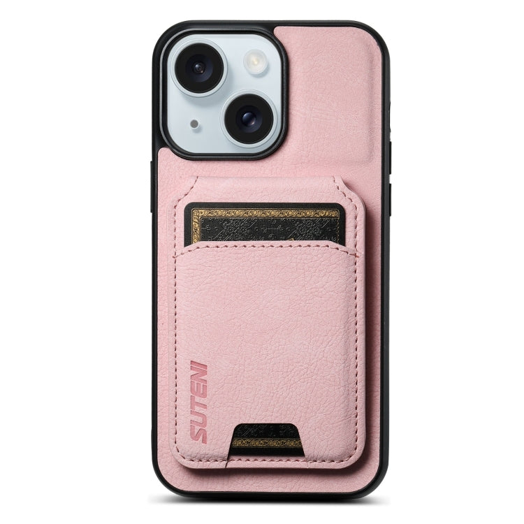 Suteni H02 Litchi Leather Card Wallet Stand Back Phone Case, For iPhone 16e, For iPhone 16 Pro Ma...