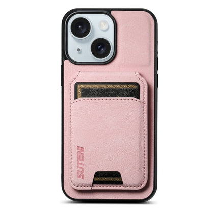 Suteni H02 Litchi Leather Card Wallet Stand Back Phone Case, For iPhone 16e, For iPhone 16 Pro Ma...
