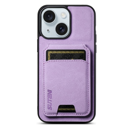 Suteni H02 Litchi Leather Card Wallet Stand Back Phone Case, For iPhone 16e, For iPhone 16 Pro Ma...