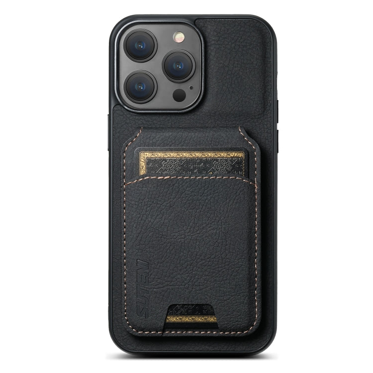 Suteni H02 Litchi Leather Card Wallet Stand Back Phone Case, For iPhone 16e, For iPhone 16 Pro Ma...