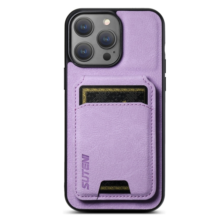 Suteni H02 Litchi Leather Card Wallet Stand Back Phone Case, For iPhone 16e, For iPhone 16 Pro Ma...