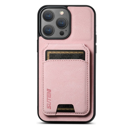 Suteni H02 Litchi Leather Card Wallet Stand Back Phone Case, For iPhone 16e, For iPhone 16 Pro Ma...