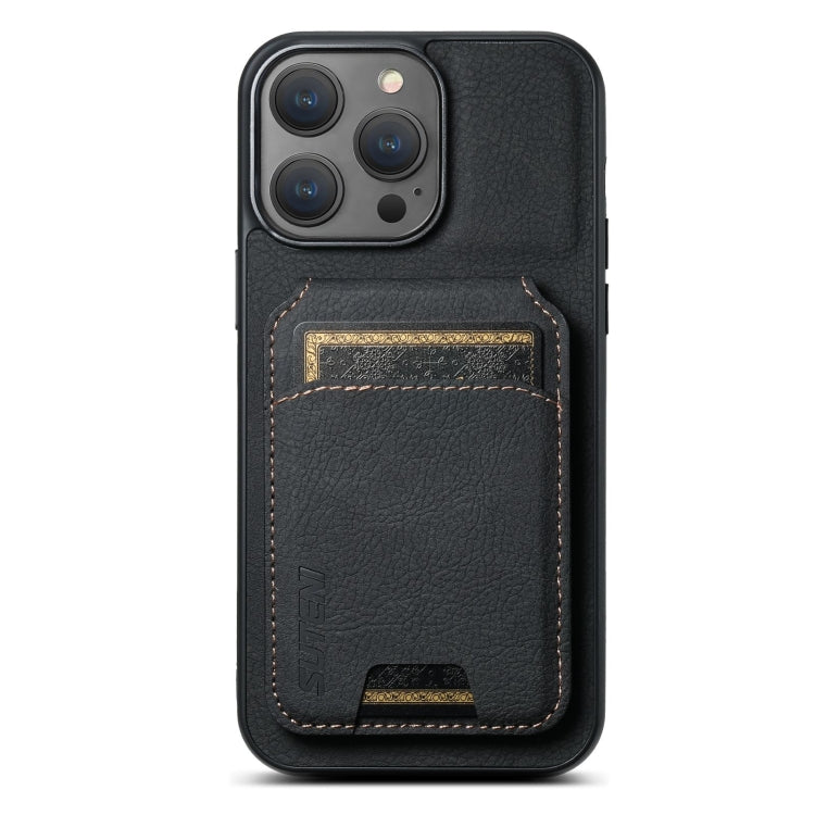 Suteni H02 Litchi Leather Card Wallet Stand Back Phone Case, For iPhone 16e, For iPhone 16 Pro Ma...