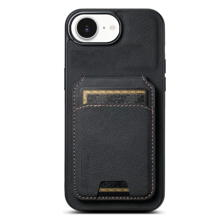 Suteni H02 Litchi Leather Card Wallet Stand Back Phone Case, For iPhone 16e, For iPhone 16 Pro Ma...