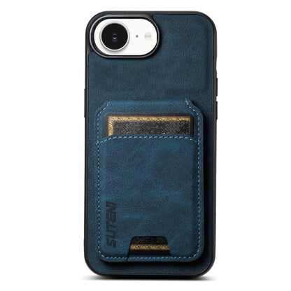 Suteni H02 Litchi Leather Card Wallet Stand Back Phone Case, For iPhone 16e, For iPhone 16 Pro Ma...