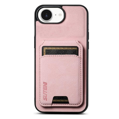 Suteni H02 Litchi Leather Card Wallet Stand Back Phone Case, For iPhone 16e, For iPhone 16 Pro Ma...