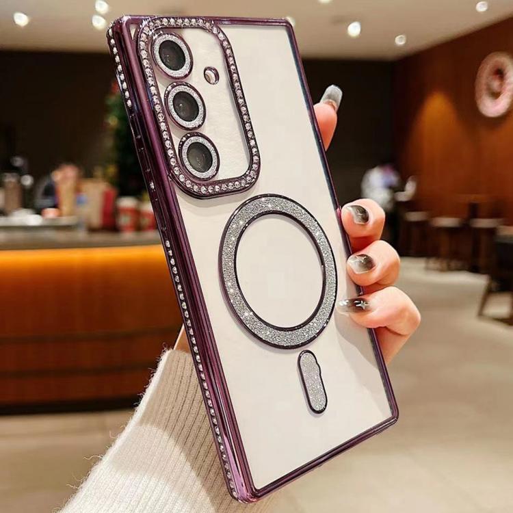 Diamond Gradient Plated MagSafe TPU Phone Case, For Samsung Galaxy S25 5G������������������������...