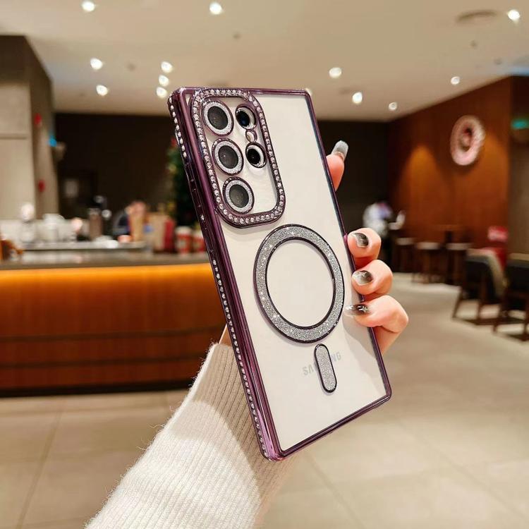 Diamond Gradient Plated MagSafe TPU Phone Case, For Samsung Galaxy S25 5G������������������������...