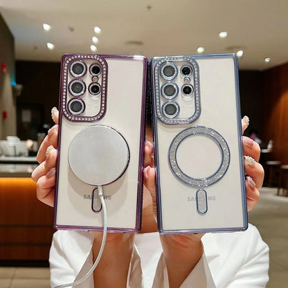 Diamond Gradient Plated MagSafe TPU Phone Case, For Samsung Galaxy S25 5G������������������������...
