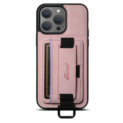 Suteni H13 Litchi Leather Wrist Strap Wallet Back Phone Case, For iPhone 16e, For iPhone 16 Pro M...