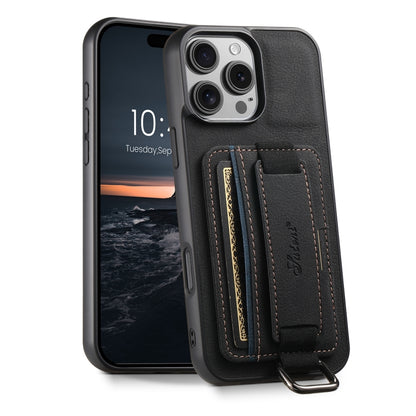 Suteni H13 Litchi Leather Wrist Strap Wallet Back Phone Case, For iPhone 16e, For iPhone 16 Pro M...