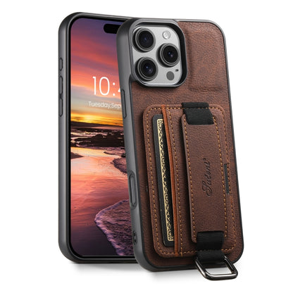Suteni H13 Litchi Leather Wrist Strap Wallet Back Phone Case, For iPhone 16e, For iPhone 16 Pro M...