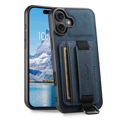 Suteni H13 Litchi Leather Wrist Strap Wallet Back Phone Case, For iPhone 16e, For iPhone 16 Pro M...
