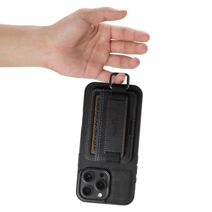 Suteni H13 Litchi Leather Wrist Strap Wallet Back Phone Case, For iPhone 16e, For iPhone 16 Pro M...