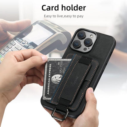 Suteni H13 Litchi Leather Wrist Strap Wallet Back Phone Case, For iPhone 16e, For iPhone 16 Pro M...