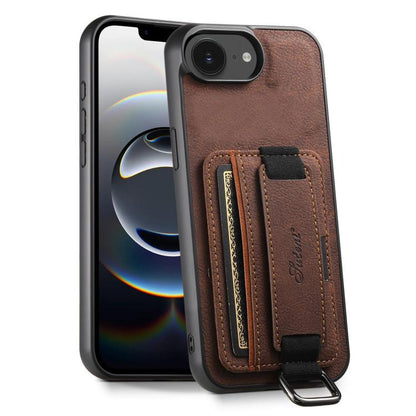 Suteni H13 Litchi Leather Wrist Strap Wallet Back Phone Case, For iPhone 16e, For iPhone 16 Pro M...