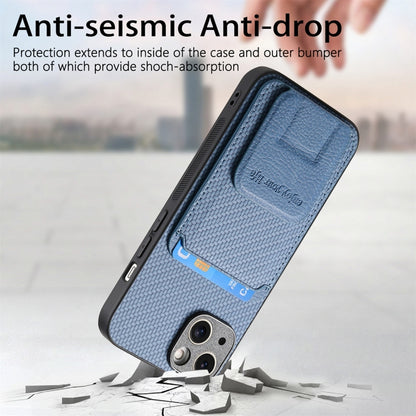 Carbon Fiber Card Bag Fold Stand Phone Case