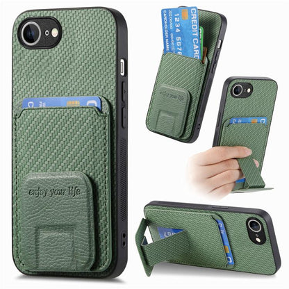 Carbon Fiber Card Bag Fold Stand Phone Case