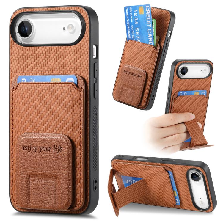 Carbon Fiber Card Bag Fold Stand Phone Case