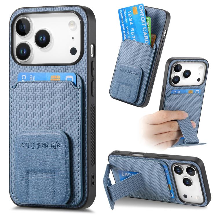 Carbon Fiber Card Bag Fold Stand Phone Case