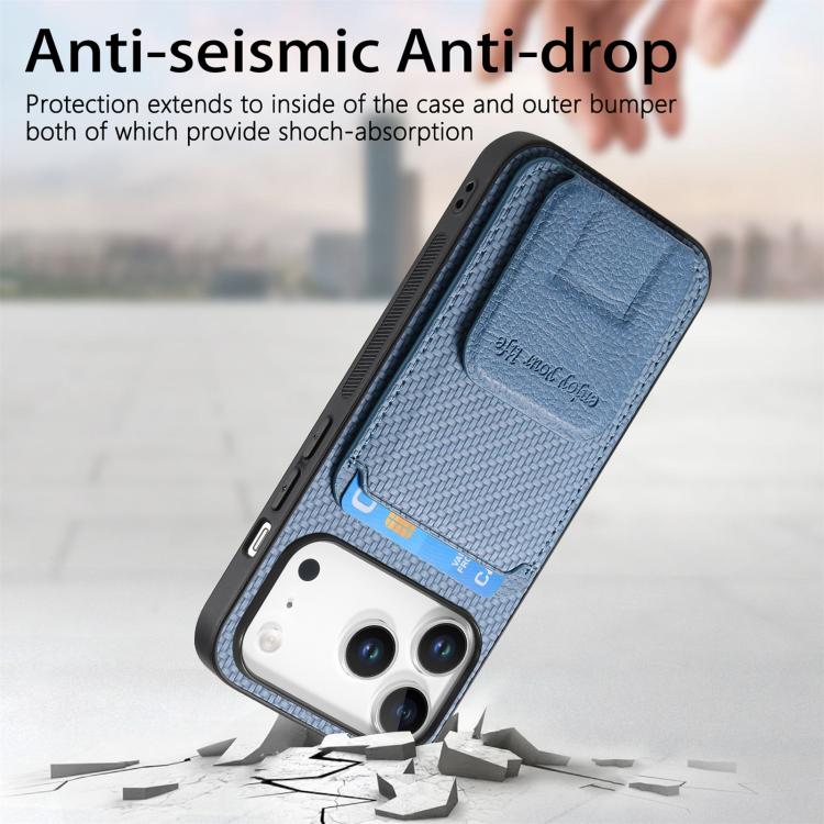 Carbon Fiber Card Bag Fold Stand Phone Case