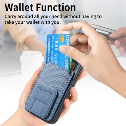 Carbon Fiber Card Bag Fold Stand Phone Case