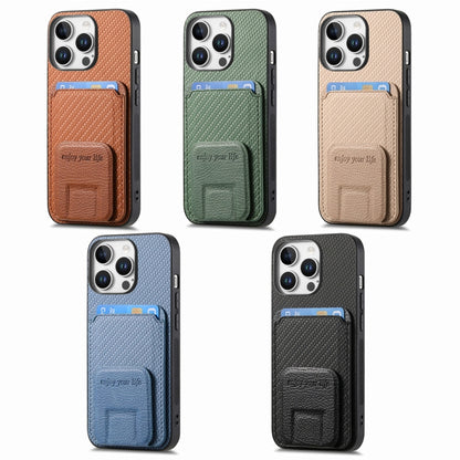 Carbon Fiber Card Bag Fold Stand Phone Case