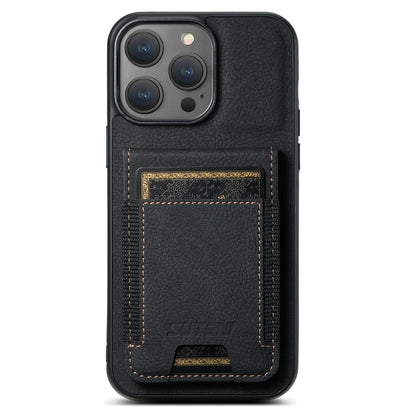 Suteni H03 Litchi Leather Card Bag Stand Back Phone Case, For iPhone 16e, For iPhone 16 Pro Max��...
