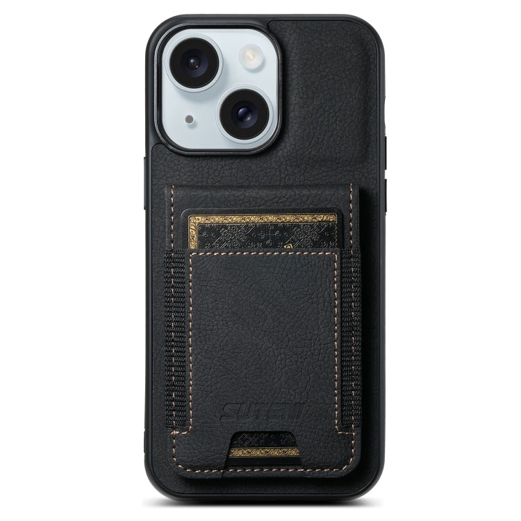 Suteni H03 Litchi Leather Card Bag Stand Back Phone Case, For iPhone 16e, For iPhone 16 Pro Max��...