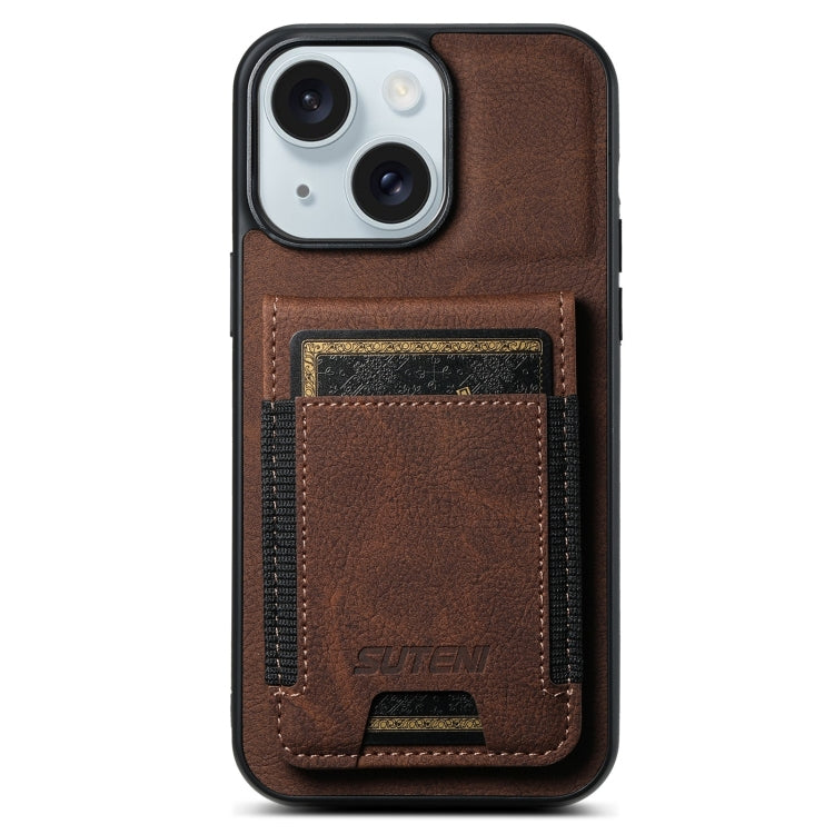 Suteni H03 Litchi Leather Card Bag Stand Back Phone Case, For iPhone 16e, For iPhone 16 Pro Max��...