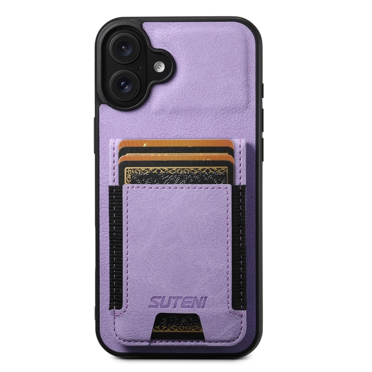 Suteni H03 Litchi Leather Card Bag Stand Back Phone Case, For iPhone 16e, For iPhone 16 Pro Max��...
