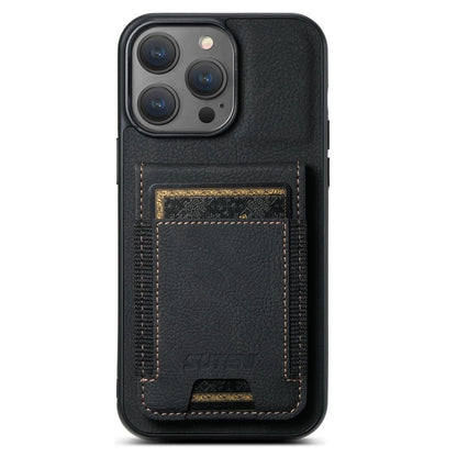 Suteni H03 Litchi Leather Card Bag Stand Back Phone Case, For iPhone 16e, For iPhone 16 Pro Max��...