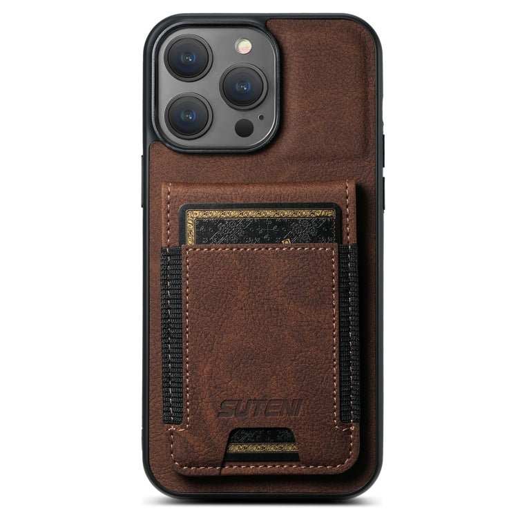 Suteni H03 Litchi Leather Card Bag Stand Back Phone Case, For iPhone 16e, For iPhone 16 Pro Max��...