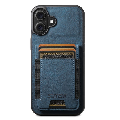 Suteni H03 Litchi Leather Card Bag Stand Back Phone Case, For iPhone 16e, For iPhone 16 Pro Max��...