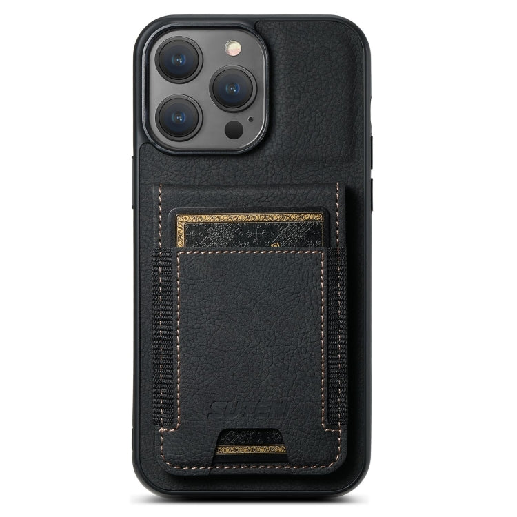 Suteni H03 Litchi Leather Card Bag Stand Back Phone Case, For iPhone 16e, For iPhone 16 Pro Max��...