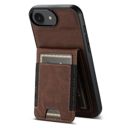 Suteni H03 Litchi Leather Card Bag Stand Back Phone Case, For iPhone 16e, For iPhone 16 Pro Max��...