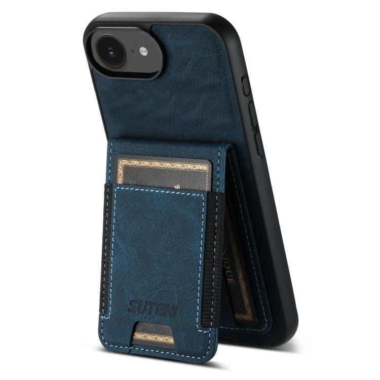 Suteni H03 Litchi Leather Card Bag Stand Back Phone Case, For iPhone 16e, For iPhone 16 Pro Max��...