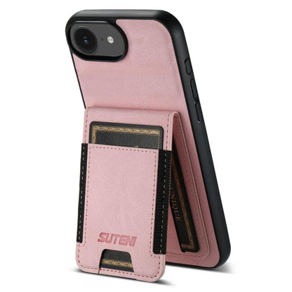 Suteni H03 Litchi Leather Card Bag Stand Back Phone Case, For iPhone 16e, For iPhone 16 Pro Max��...