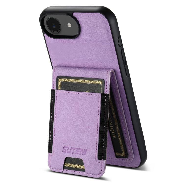 Suteni H03 Litchi Leather Card Bag Stand Back Phone Case, For iPhone 16e, For iPhone 16 Pro Max��...