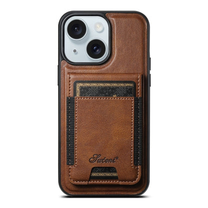 Suteni H17 Oil Eax Leather MagSafe Detachable Wallet Phone Case
